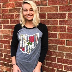 Floral Ohio Raglan Baseball Tee